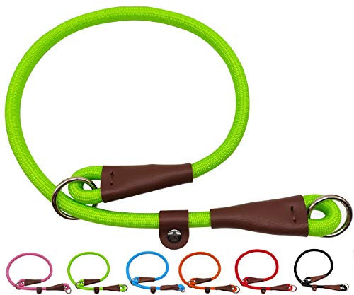 MayPaw Slip Collar Nylon Rope Adjustable Collar for Dog Training- No Pull Round Martingale Dog Collars for Small Medium Large Dogs (20 x 1/4, Green)