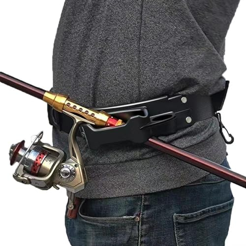 Fliegenfischen 3. Hand, Gürtelclip-Rutenhalter, Verstellbarer Gürtelclip-Rutenhalter – tragbar, tragbar und freihändig – hält Fliegenrute, Spinnrute – 144,8 cm Watgürtel und Seitenentriegelung