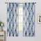 Beauoop 8 Ösen, blau-grau, transparente Fenstervorhänge, marokkanische Fliesen-Druckpaneele, Vierpass, Leinenstruktur, Gitter-Fensterbehandlungsset, 127x137 cm (2 Paneele)