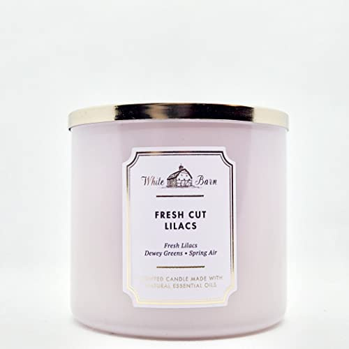 Bath and Body Works White Barn Duftkerze mit 3 Dochten, mit ätherischen Ölen, 411 ml, Duft 2021 Duftkerze, frisch geschnittene Flieder