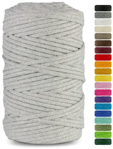 Netuno 1x corda macramè colorata grigio chiaro 5 mm 100 m filo macrame corda di cotone filato di cotone cordoncino corda per lavori uncinetto ferri da maglia gomitolo macramè cordino macramè