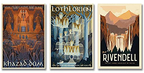 KKMM Der Herr der Ringe Retro-Poster Film Trilogie Kunst Illustration Poster Dekorative Malerei Leinwand Wandkunst Wohnzimmer Poster Schlafzimmer Gemälde 30 x 45 cm - 3 Stück