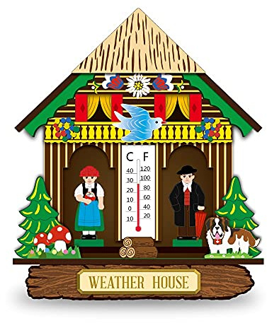 RSGK Holzwetterhaus, Wandmontierter Barometer, Temperatur- und Feuchtigkeitssensor, Wandmontage-Barometer, Temperatur- und Feuchtigkeitssensor