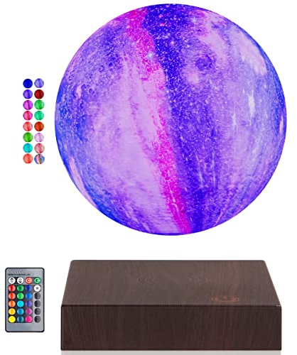 UVEHAS Schwebende Galaxie Mond Lampe - 16 Farben Magnetische Levitation Floating 3D Moon Light, mit Fernbedienung Spinning in Air LED Galaxy Night Lights für Büro Haus Dekoration