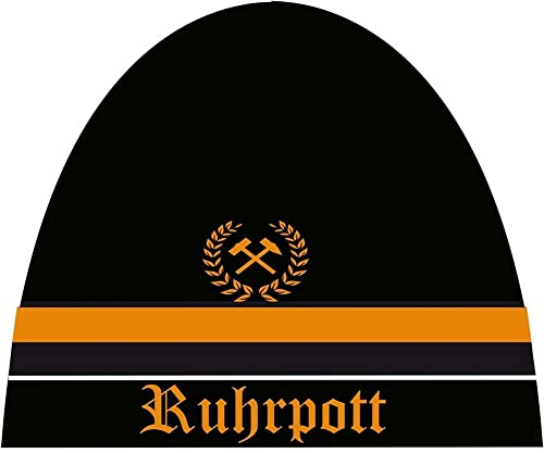 Fanshop Lünen Strickmütze Mütze Ruhrpott Wintermütze mit Stick orange Beanie Fahne, Einheitsgröße, Schwarz
