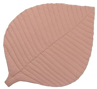 Toddlekind Krabbeldecke für Babys, Blattform, handgenäht, Baby-Spielmatte aus Bio-Baumwolle, 116 × 87 cm, Sea Shell/Zartpink