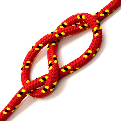Red & Black Polypropylene Rope, Solid Braided Poly Rope Cord Twine for Boat Yacht Dock Line Camping Washing Line (8 mm x 1 metre / 3.2 ft)