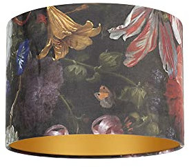 Uniqq Pantalla terciopelo Floral Ø 35 cm - 20 cm de alto