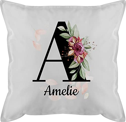 Kissen 50x50 - Anfangsbuchstabe - Buchstabe anpassbar mit Name I Geschenk Initialen - 50 x 50 cm - Weiß - Bedrucken Lassen namenskissen Buchstaben a schmusekissen personalisiertes personalisierte