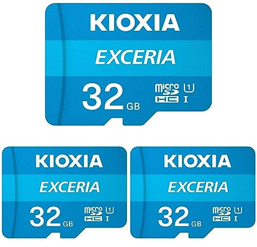 KIOXIA 32GB EXCERIA microSD Memory Card U1 Class 10 100MBs Max Read Speed, Full HD Video Recording (Pack of 3)