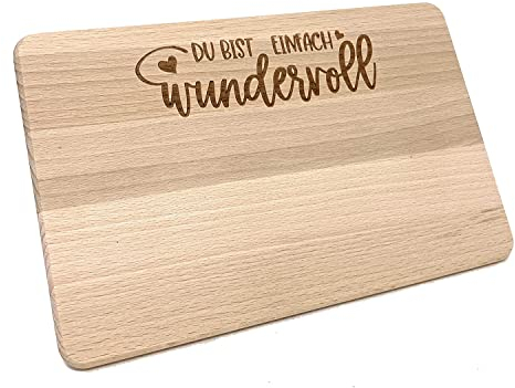 Muttertagsgeschenk Idee - Frühstücksbrettchen aus Holz mit hochwertiger Gravur für die Beste Mama (Wundervoll)
