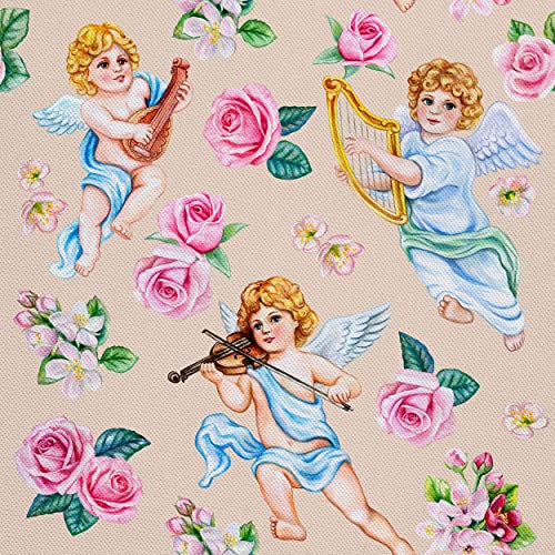 HEKO PANELS Stoff Oxford Wasserdichte Meterware Canvas-Stoff Polyester Stoff Zum Nähen Nähstoffe Möbelstoffe Dekostoffe Handwerken Wasserabweisend Blickdicht Engel 1 Meter 155 x 100 cm