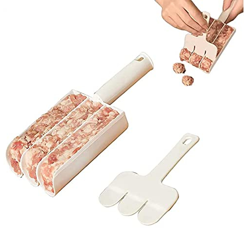 Triple Meatball Maker, 1 Pezzi Fai da Te Meatball Maker Set con Spatole da Taglio, Creatore di Polpette per Cucina Creativa, Antiaderente per Polpette, Kitchen Polpette Maker