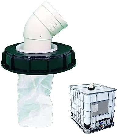 TOOSOAR 45°Filtre Cuve 1000L, avec Filtre en Nylon Lavable, pour Raccord Cuve 1000 litres, Filtre À Couvercle IBC Accessoires de Réservoir IBC,Filtre à Eau de Pluie en Nylon 165 mm