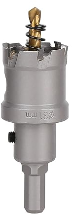 Vearter TCT Hole Saw, 31mm Carbide Bit with Pilot Drill, Cutter for Hard Metal, Stainless Steel, Mild Steel, Aluminium Alloy, Copper, Iron, Plastic and Fiberglass