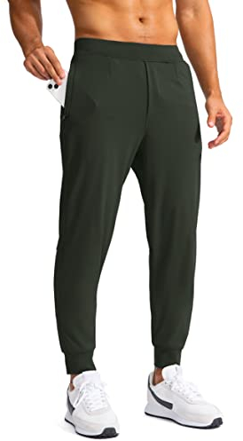 G Gradual Herren-Golfhose mit Reißverschlusstaschen, Stretch-Sweathose, schmale Passform, Trainingshose für Männer, Arbeit, Laufen, Oliv/Blatt für mich (Leaf It to Me), X-Klein