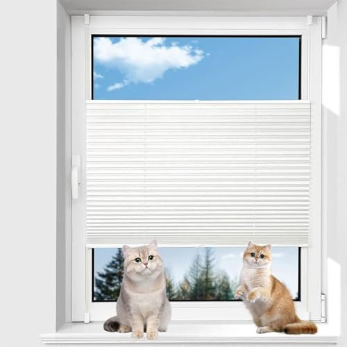 Temporary Blinds for Windows 50 x 210 cm Adjustable Easy Up & Down Folding Blinds Easy Fit Install All Assembly Parts Included for Bedroom Bathroom Kitchen, White