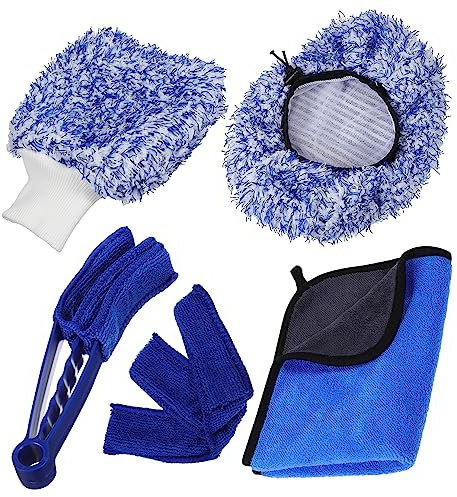 ibasenice 5pièces Kit De Nettoyage Auto Accessoires Lavage Pour Intérieur Et Extérieur Comprend Chiffon Microfibre Lavage Housse Brosse Et Brosse Pour Sortie Air Nettoyage Et Pratique