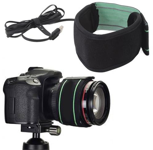 dsheng Riscaldatore per Obiettivo per DSLR, Striscia Riscaldante per Obiettivo USB D da 80 a 110 Mm per Fotocamera D con 3 Regolazioni della Temperatura, Riscaldatore Antiappannante per