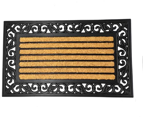 BaWoTec Premium Kokosmatte Türmatte Fußmatte extra Dicke Qualität Motiv Orientalisch 75 x 45 cm