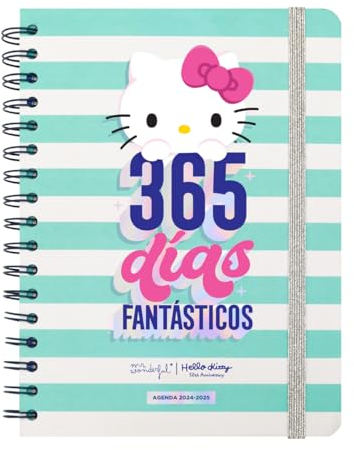 Mr. Wonderful Kalender 2024/25, Hello Kitty x 365 fantastische Tage, Schülerkalender mit Wochenplaner, inkl. 8 Aufkleberbögen