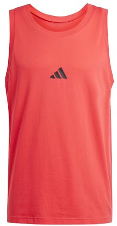 Adidas Herren Essentials SMALL Logo Single Jersey Tank TOP, Pure Ruby/Black, S