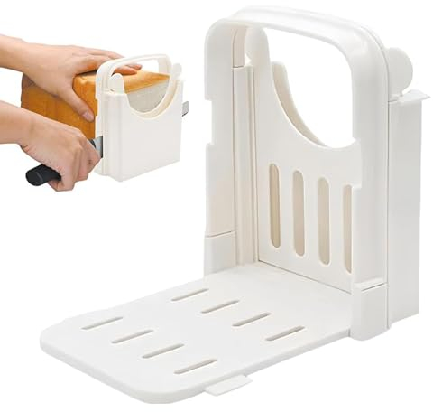 Bread Cutter, Foldable Bread Cutter Manual, Loaf Slicer Adjustable Bread Slicer, Foldable Bread Chneide Machine for Bread/Roast/Sandwich Maker/Loaf Cutter