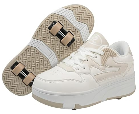 Mateju Schuhe mit Rollen für Jungen Mädchen, Kinder Rollschuhe mit 4 Rollen Versenkbarer, Jugend Outdoor Turnschuhe 2-in-1 Turnschuhe Skateboardschuhe