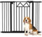 PawHut Barrera de Seguridad Extensible 74-100 cm Barrera para Mascotas con Cierre Automático Sistema de Doble Bloqueo y 2 Extensiones 7/14cm para Puerta Pasillo Escalera Negro