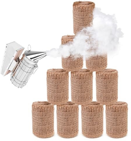 UCandy 10 roll Smoker Fuel for Beekeeping, 1.4pounds Jute Burlap Roll Fuel Easily Light,Burn Continuous Long Time and Produces Clean & Cool Smoke for Beehive Smoker
