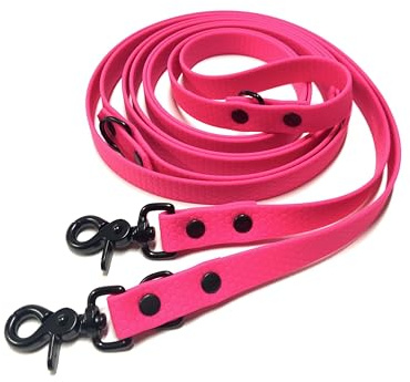 3-fach verstellbare Leine, handsfree leash, aus Hexa Gurtband, Sicherheitskarabiner, Hundeleine in verschiedenen Längen (2,5 Meter, Neon-Pink)