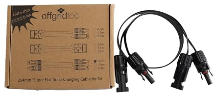 Offgridtec PV-zu-PV Flachkabel 4mm², Superflaches Solarkabel-Verlängerungskabel mit hochwertigen Steckern, 40A Plug-&-Play Verbindung für Solarmodule, Power Stations & Wechselrichter (0,5m)