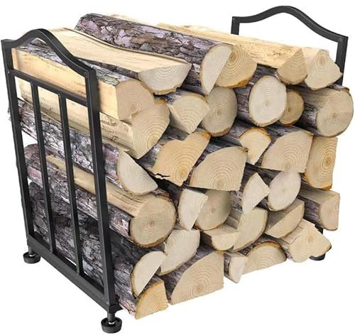 Kaminholzregal innen Außen, Holzstapelhilfe, Holzunterstand, Brennholzlager, Kaminholzständer, Holzlager, Brennholzregal aus Metall für Kaminholz Brennholz (50 * 28 * 42.6CM)