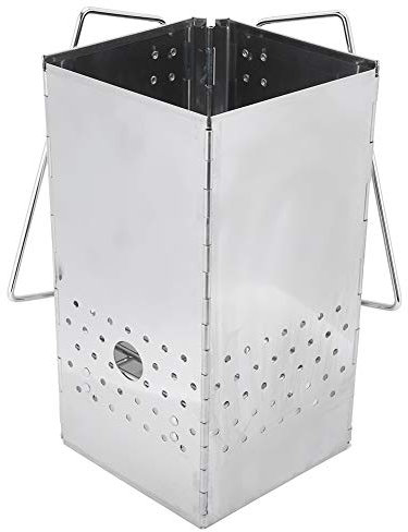 Edelstahl-Grill, Holzkohlegrill, Faltbarer Grill, Tragbarer Holzkohle-Holzofen für Camping, Outdoor, Garten