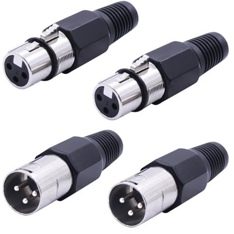 LANMINGLEL 3 Pin XLR Connector Adapter, XLR 3 Pin Male and Female Plugs Microphone Cable Adapter,Audio Cable Mic Cord Connector Plug for Mixer Microphone (2-Pair)
