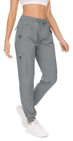 Women's Cargo Joggers Lightweight Quick Dry Walking Trousers UPF 50 Casual Outdoor Workout Running Pants(Grey-XS)
