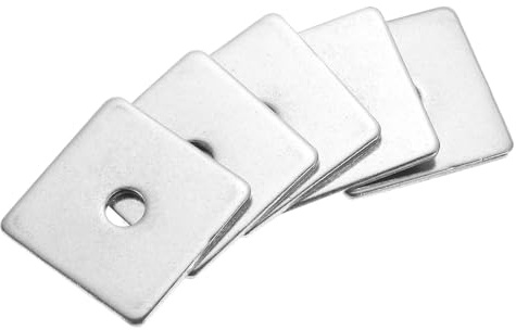 sourcing map 10 arandelas cuadradas M8 x 40 x 3 mm para placa de acero inoxidable 304, juntas espaciadoras planas para cierre de hardware