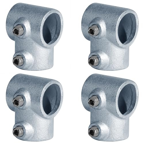 TSSS 4 Stück Rohrverbinder T-Verbinder 1 (33,7 mm), 90° T-Stück Temperguss Rohrverbinder, zum verbinden vom senkrechten auf das waagerechte Rohr