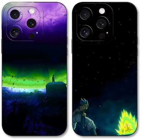 Eouine 2 Pack Phone Case For iPhone X/XS 5.8 inch, Anime Japanese Manga Cartoon Manga Pattern Shockproof Soft Aesthetics Design Full lens Protection Cover for Children Boy Girl, Black