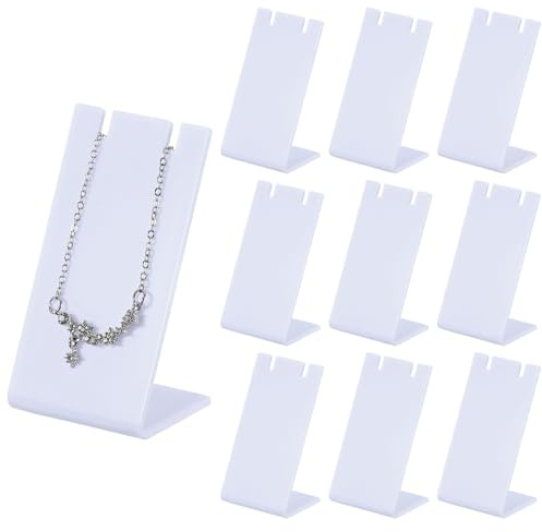 sourcing map 10pcs Plastic Earring Holder, Earring Display Stands L-shape Ear Organizer for Earring Necklace Photography Props, White