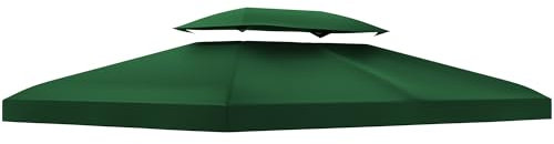 Outsunny 3x4m Gazebo Canopy Replacement, 2 Tier Top Roof UV Cover Garden Patio Outdoor Sun Awning Shelters, Green (TOP COVER ONLY)