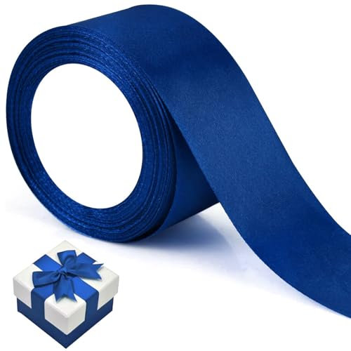 Satinband Blau - Geschenkband Breit 5cm x 22m - Schleifenband Weihnachten - Geschenkschleife - Seidenband - Geschenkband Hochzeit - Blue Band (Blau)