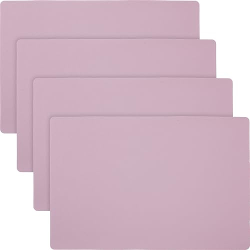 Erwin Müller Tischset, Teller-Untersetzer Lagoa im 4er-Pack in Lederoptik Mauve Größe 30x45 cm - Schutz vor Flecken und Kratzern