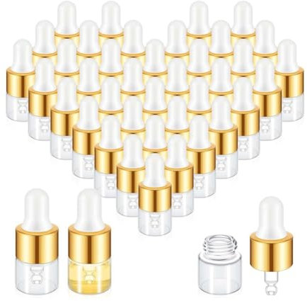 Steowsey 100Pcs Mini Glass Dropper Bottle Bulk Clear Essential Oil Dropper Bottles Small Glass Dropping Sample Containers 1 Ml