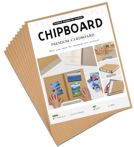 JNENERY 10 Spanplattenblätter 21,6 x 27,9 cm, 22pt Buchtafel zum Buchbinden, Karton zum Basteln, dicke Spanplatte und stabile Kraftplatte, dünne Kartonbögen für DIY-Projekte, Verpackung (Kraft)