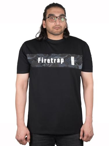 Firetrap Mens T-Shirt Plain Short Sleeve Crew Neck Summer Casual Tee Top 100% Cotton Lightweight Comfortable Regular Fit Ideal for Everyday Wear & Layering