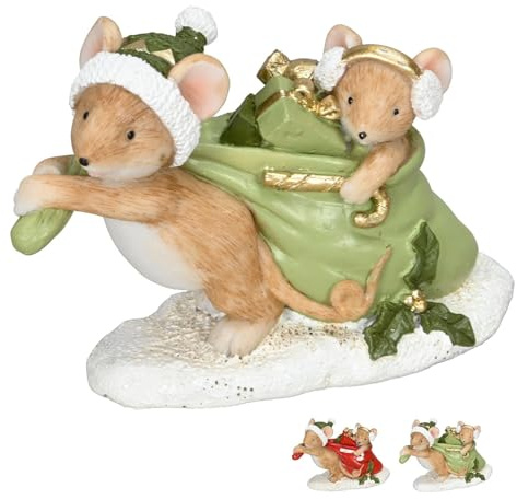 NETPROSHOP Weihnachtsdeko Mäuse mit großem Geschenkesack Höhe ca. 7 cm Farbwahl, Farbe:Gruen