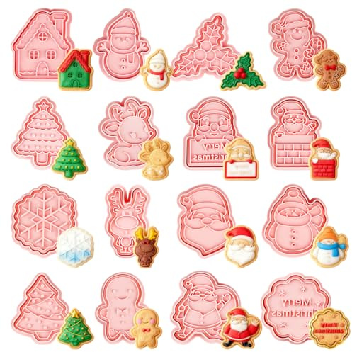 Spekulatius Ausstecher 16 Stück 3D DIY Ausstecher Brot und Gemüse Kinder Frozen Tortendeko Wichtel Weihnachtsausstecher Keksstempel Ausstechformen Weihnachten Keksform Ausstechförmchen Keksausstecher