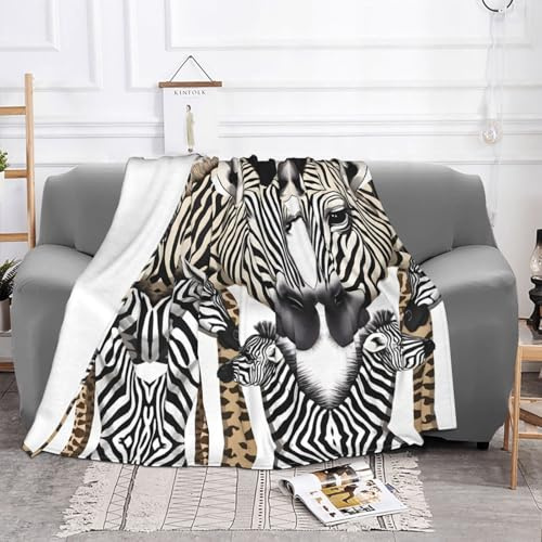 EZDLOWVBA Coperta in pile con stampa zebra e giraffa, per divano e letto, accogliente, morbida, leggera, calda, per tutte le stagioni