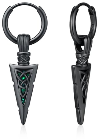 REDSUN Wikinger Pfeilspitze Creolen Ohrringe 925 Sterling Silber ViKing Huggie Ohrringe Keltisches Tropfen Nordische Schmuck für Herren Männer Damen Unisex Sohn Geschenk